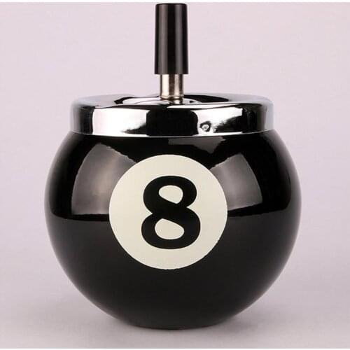 1PC 8 Ball Shape Table Ashtray With Lid Creative Ashtray Ash Holder Cigarette Ashtray Metal Desktop Ornament For Bar Home Office