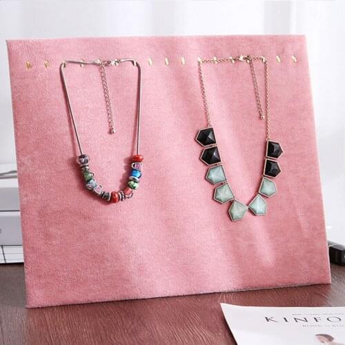 Fashion Hot Sale Ice Gray 17 Hook Necklace Display Board Velvet Jewelry Display Stand Necklace Rack Earrings Pendant Display