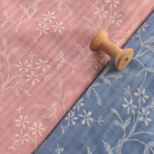 Half Meter Flower Branch Rubber Print Polyester Cotton Fabric For Shirt Han Cloth Dress Scarf Cheongsam Handmade DIY CR-1104