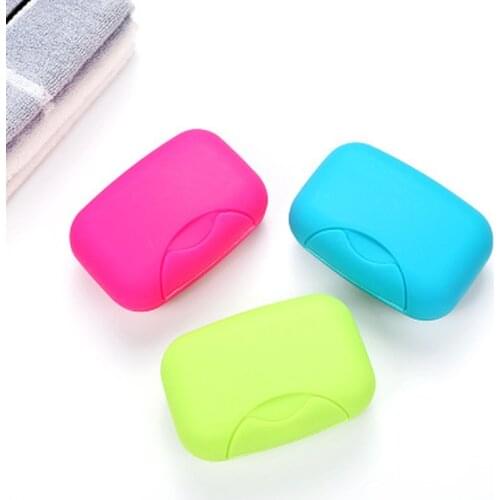 Portable Color Soap Dish Box Case Holder Container Wash Shower Home Shower Bathroom Sealed Soap Case Round Travel Supplies