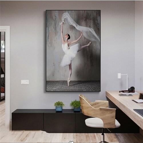 Retro Nostalgic Ballerina Posters Nordic Style Elegant Dancer Oil Paintings on Canvas Wall Art Pictures for Home Decoration