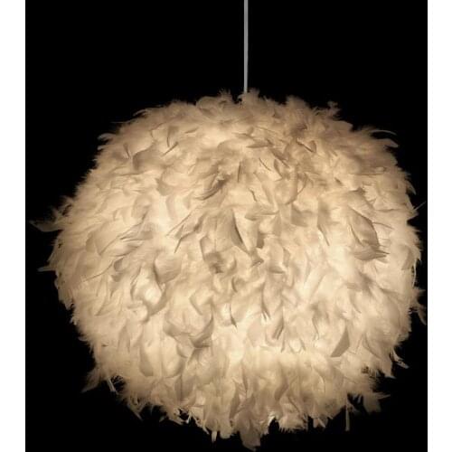 LED Romantic White Feather Ceiling Lamp Hanging Pendant for Bedroom Living Room Decor 40W