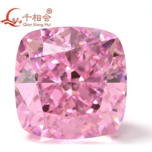 Pink and yellow color cushion shape brilliant crushed ice cut cubic zirconia loose stone cz stone