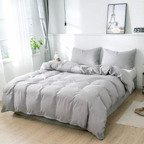 Grey Bedding Set Duvet Cover Pillowcases Home Soft Brushed Bedclothes Comforter Cover Twin Full Queen King Size For Adult Kids