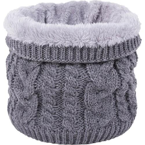 2020 Winter Knitted Scarf Ring Men Women Plush Warm Solid Mufflers Scarves Unisex Adult Outdoor Grey Ring Neck Collar Scarf
