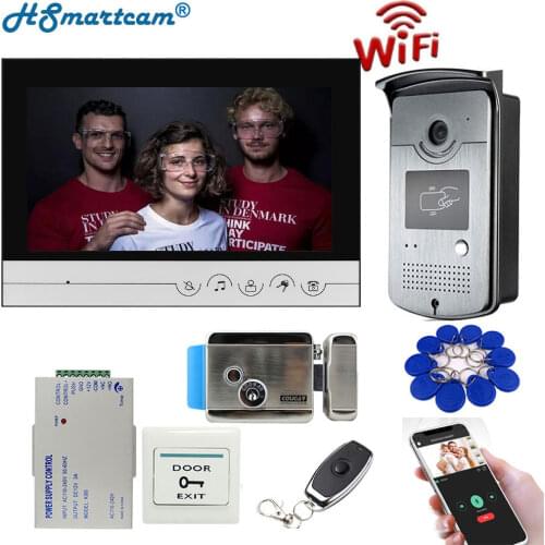 9 inch WIFI Video Door Phone Intercom Entry System 1 Monitor + 1 RFID Outdoor Camera + Electric Lock APP Phone Unlock