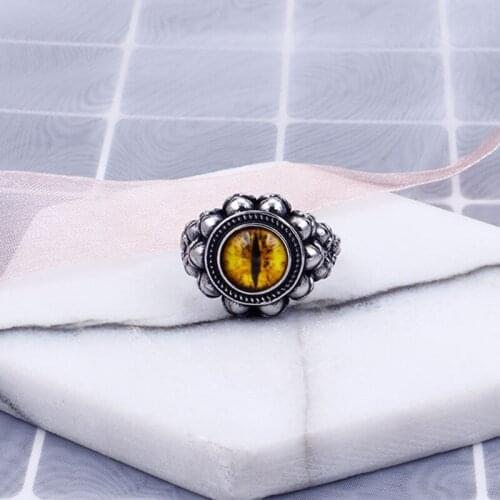 Mens Gothic mosaic Evil eye Design Charm Ring Punk Finger Jewelry Gift Stainless Steel Rings Men Fashion Jewelry