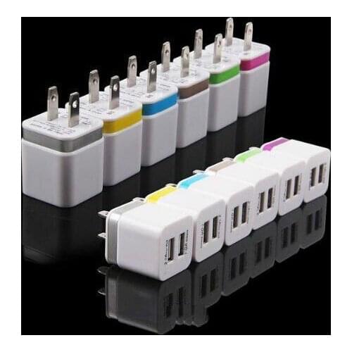 EU US Charge Plug For Samsung Huawei Xiaomi Dual USB Port Travel Wall Charger Mobile Phone Power charger Adapter 5V2.1A