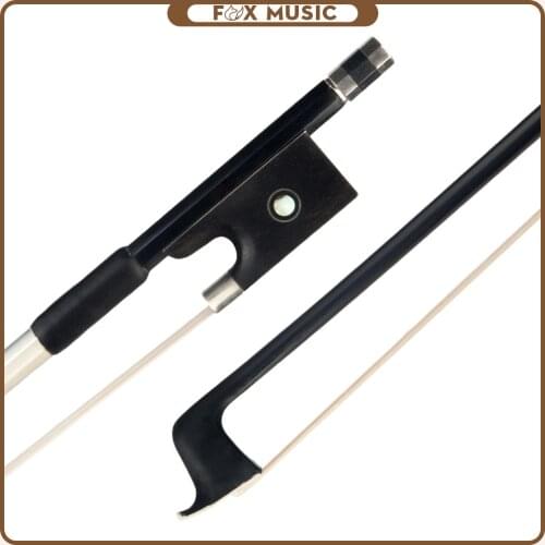 1/8 1/4 1/2 3/4 4/4 Carbon Fiber Violin Bow Round Stick Ebony Frog w/ Paris Eye Inlay Sheepskin Grip White Horsehair Bow
