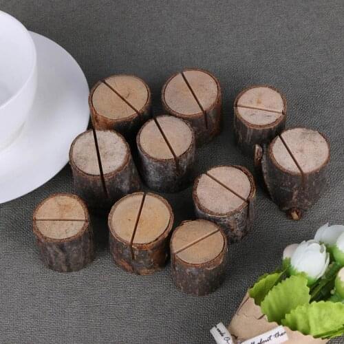 10Pcs Stump Fresh Passports Party Party Bank Place School Table Menu Message Card Clip Wooden