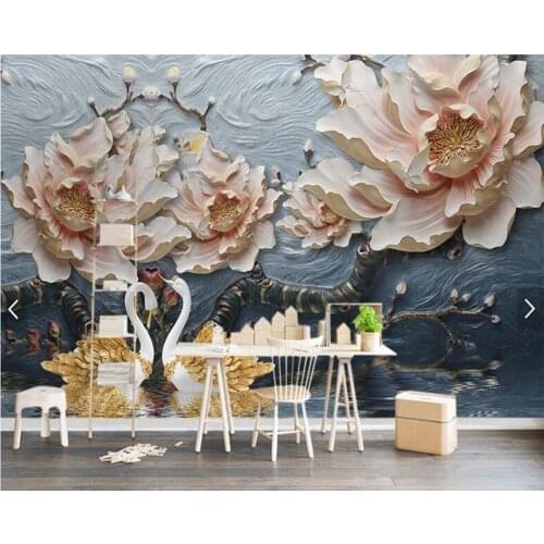 Custom papel de parede 3d, relief floral murals for living room bedroom TV backdrop home decor wallpaper