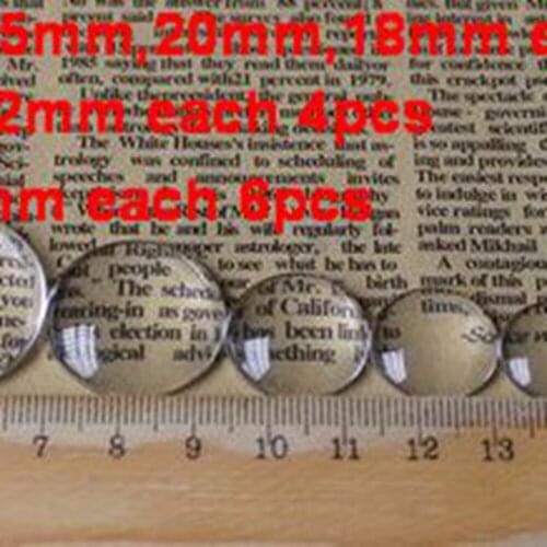 40 Assorted Transparent Round Flatback Glass Cabochon Dome 6mm-35mm