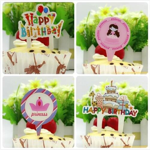 1Pack 50pcs Cartoon Comic Printed Paper Ice-cream Cupcake Toppers Picks Kids Children Birthday Party Decor Baby Shower Supplies