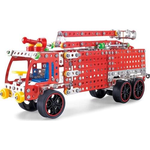 528Pcs 3D Mechanical Fire Fighting Truck Assembly Metal Puzzle Model Kit Jigsaw Toy