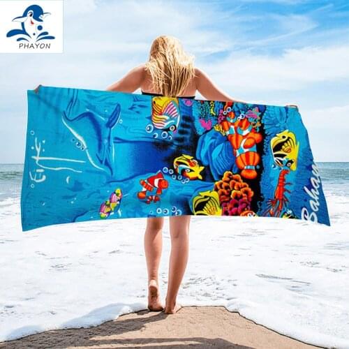 PHAYON Bath Towel Microfiber Ocean World Printing Activity Beach Towel Fishes Dolphin 150*75 cm Soft Bath Towel Dropshipping