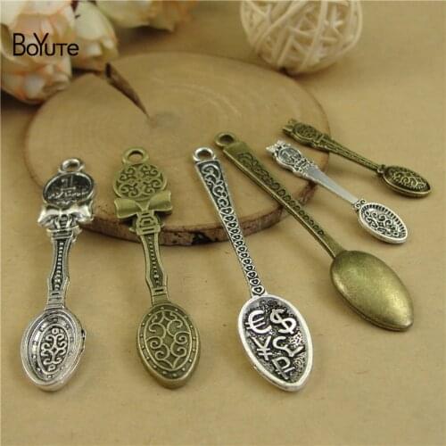 BoYuTe (60 Pieces/Lot) Factory Wholesale Diy Hand Made Jewelry Accessories Metal Alloy Vintage Spoon Pendant Charms