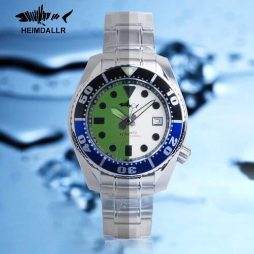 Heimdallr MM200 Men Dive Watch Full Green Luminous Dial Sapphire NH35 Mechanical 20Bar Water Resistant Automatic Self Wind Watch