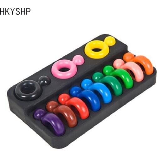 HKYSHP 12 color non-toxic wax creative painted crayon ring shape early puzzle baby toys painting art supplies school stationery