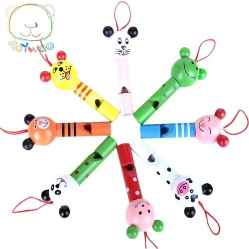 Toy Woo Whistle Wooden Colorful Cartoon Animal Whistle Early Music Education For 1~3 Years Old Children