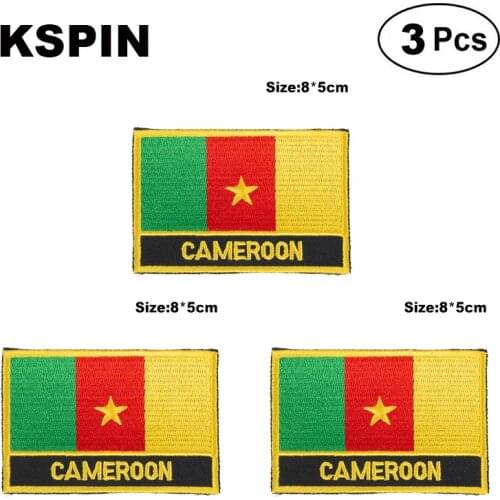 Cameroon Rectangular Shape Flag patches embroidered flag patches national flag patches for clothing DIY Decoration