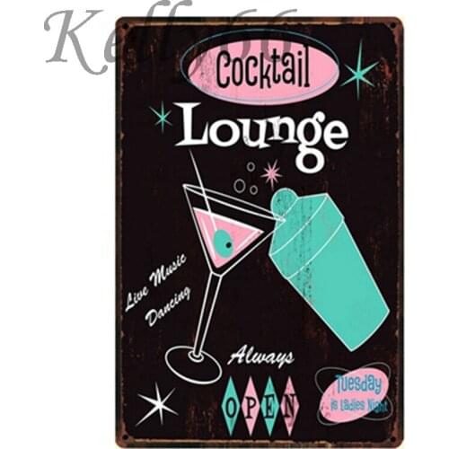 [ Kelly66 ] Cocktail Lounge Tin sign Poster Home Decor Pub Wall art Painting 20*30 CM Size y-1012