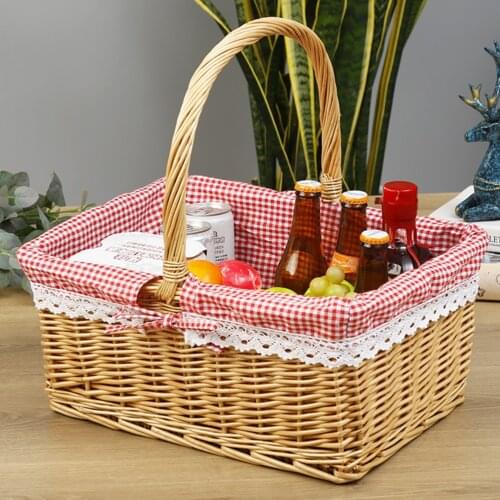 Outdoor Picnic Basket Basket For Picnic Practical Pastoral Style Basket Decorative Fabric Storage Basket Portable Flower Basket