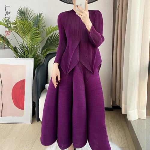 LANMREM Three-quarter Sleeve Top Long Length Skirt Suit Women autumn winter 2021 New Irregular Blouse Skirt Suits 2D1233