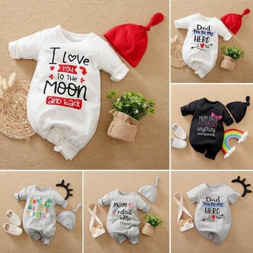 Malapina Spring Newborn Baby Girl Boy Cotton Romper Clothes Infant Jumpsuit "I Love Mom" Kids Toddler Costume with Hat 0-24M