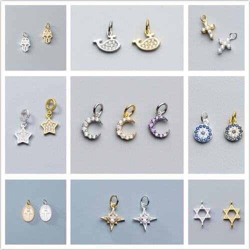 MEETSOFT Trendy 925 Sterling Silver Pretty Zircon Charms DIY Handmade Jewelry Prevent Allery Deocration Accessory chic Gift