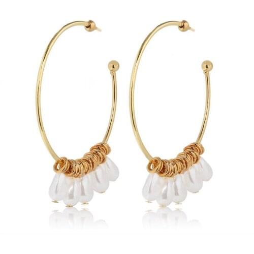 Fashion Bohemian Style Imitation Pearl Gold Earrings Holiday Beach Womens Charming Clip Earrings Lady Elegant Accessories