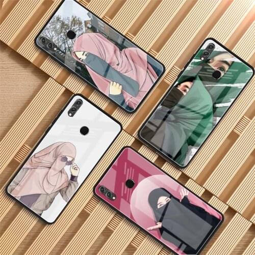 Cartoon muslim Islamic girl Tempered Glass Phone Case For Huawei P20 P30 lite P20 P30 PRO MATE 20 PRO MATE 20 lite Honor 10