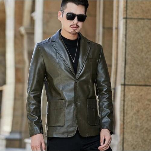 Mens leather jacket slim motorcycle coat men jackets street fashion plus velvet clothes casual jaqueta de couro korean autumn
