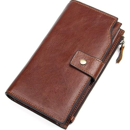 Male Standard Money Clips Organizer Wallet Bag Real Leather 2021 Men Casual Fashion Vintage Card Holder Wallets Day Clutch