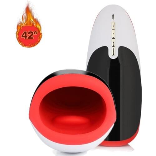 Real Electric Lick Suck Automatic Oral Sex Machine Male Masturbator Cup Vibrating Intelligent Heat Realistic Sex Toys For Men