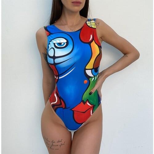 Halter Print 2021 New Sexy Women One Piece Swimsuit Female Swimwear Brazilian Vintage Retro Bathing Suit Bodysuit Beach Monokini