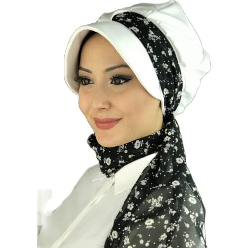 New Fashion Muslim Hijab Hijab Hijab Clothing Trend Scarf Bone Buckle Scarf Beanie Spring Summer White Single Biritli Scarf Hat