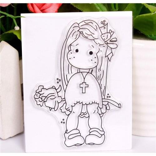 New Girl Cartoon Pattern Stamp Scrapbooking Alphabet Stamp Embossing Craft Making Silicone Transparent Stamps