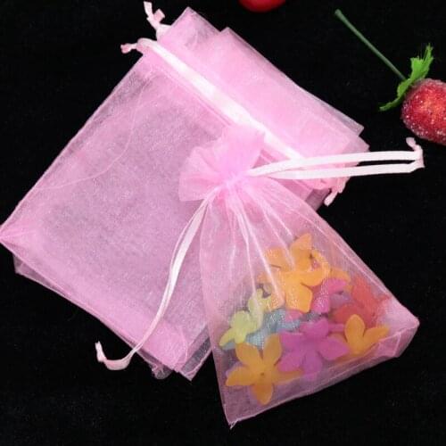 Wholesale 500pcs/lot Drawable Pink Organza Bags 11x16cm Favor Wedding Christmas Gift Bag Jewelry Packaging Bags & Pouches