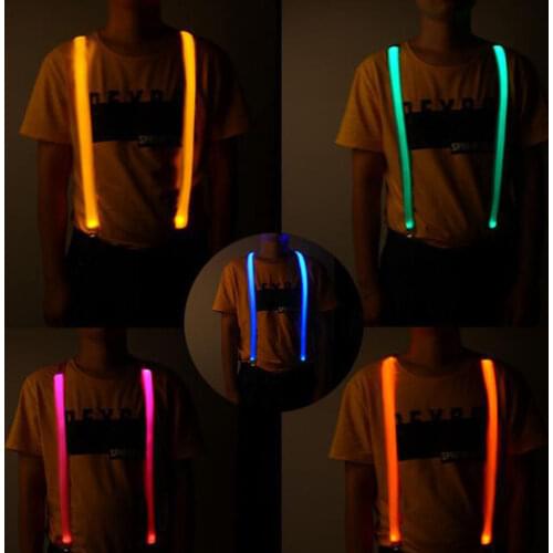 Novelty Fashion Suspenders Clip-on LED Light Night Cycling New Unisex Adult Elastic Y-back Adjustable Braces Suspenders Arm Band