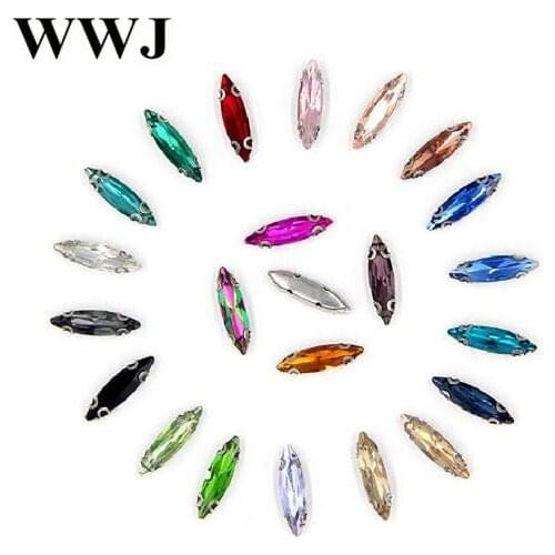 4x15mm 50pcs D shape claw sew on stones,flatback loose rhinestones with holes diy clothing accessories