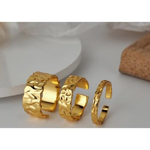 Simple niche S925 sterling silver tin foil texture ring female cold wind open texture index finger ring