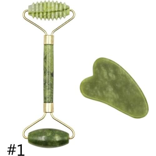 Facial Massage Roller Guasha Board Double Heads Jade Stone Face Lift Body Skin Relaxation Slimming Beauty Neck Thin Lift Tools