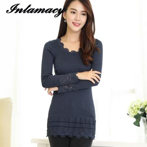 Long Sleeved Shirt Silk Thread Of Silk And Cotton Blended Lace Stitching In Long Sleeved Womens shirts