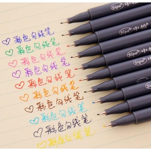 10 pcs/Lot Fine line drawing pen for manga cartoon advertising design Water Color pens Stationery Office school supplies