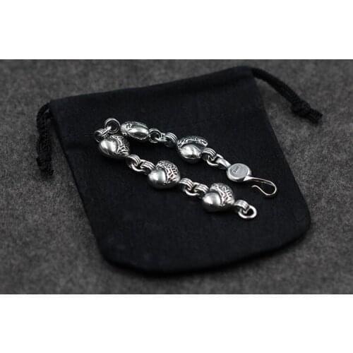 S925 sterling silver double-sided peach heart, heart-shaped bracelet