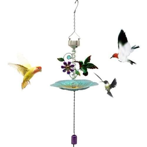 Garden Metal Bird Feeder Art Wall-mounted Solar Watering Lamp Crafts Outdoor Waterproof Bird Feeder Home Garden Decoration