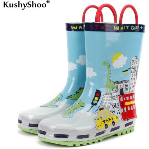 KushyShoo Kids Rain Boots Waterproof Beautiful City Rubber Boots Children Water Boots Kalosze Dla Dzieci Toddler Girl Boots