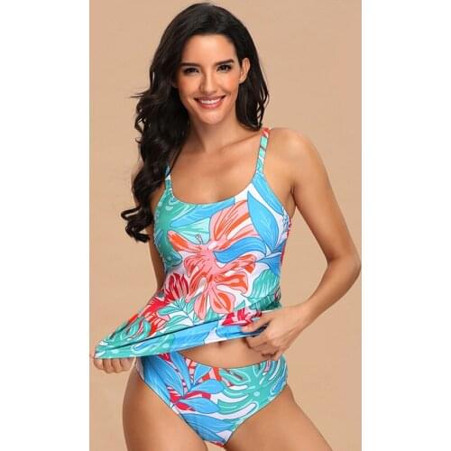 Blue Print Flower Bikini Push Up Swimsuit Sexy Women Bikini Set 2021 Brazil Bathing Suit Beach Wear Swimwear SW456