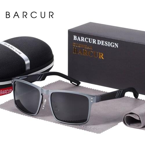 BARCUR Aluminium Magnesium Sunglasses Square Men Sunglasses Polarized Male Sun glasses Women Sport Eyewear Oculos de sol