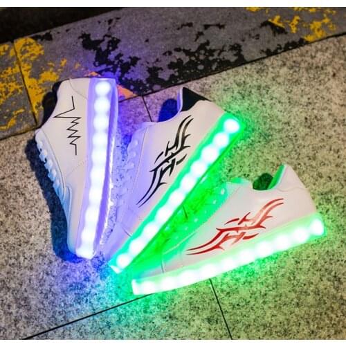Led light usb charge seven colours casual shoes hip-hop street dance shuffle lighting shoes sneakers